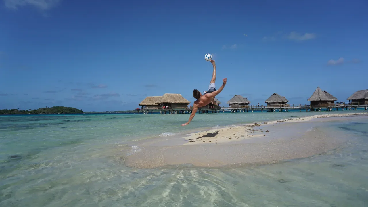 Footvolley played on the sand in Bora Bora